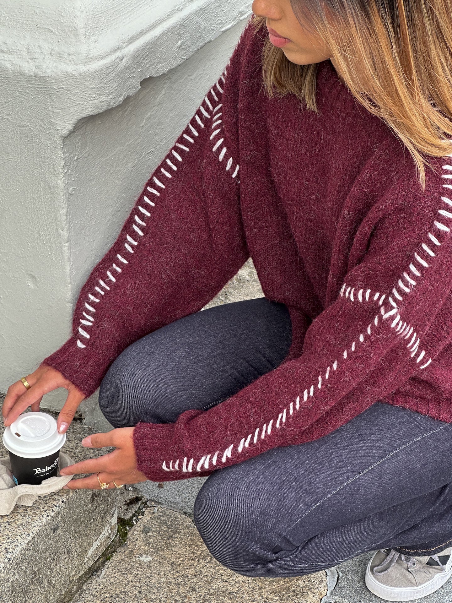 JDYZOEY Pullover - Burgunder